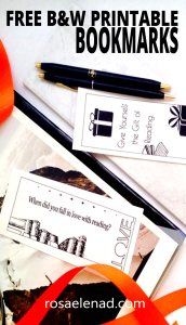 Free Black and White Printable Bookmarks - rosaelenad.com